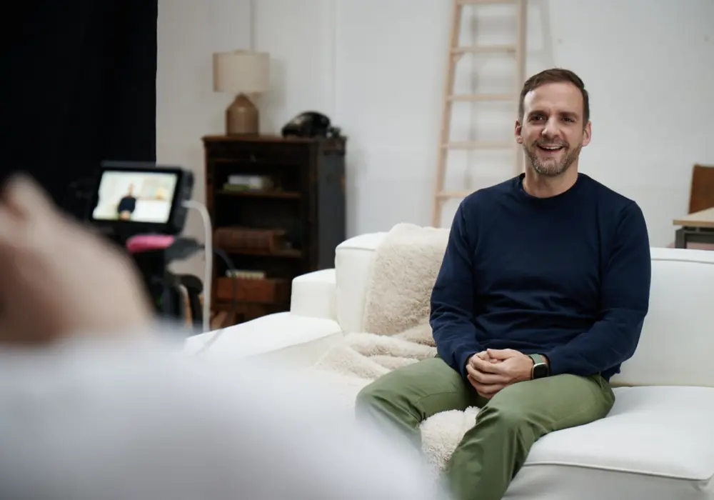 YCN coach-facilitator on set during filming