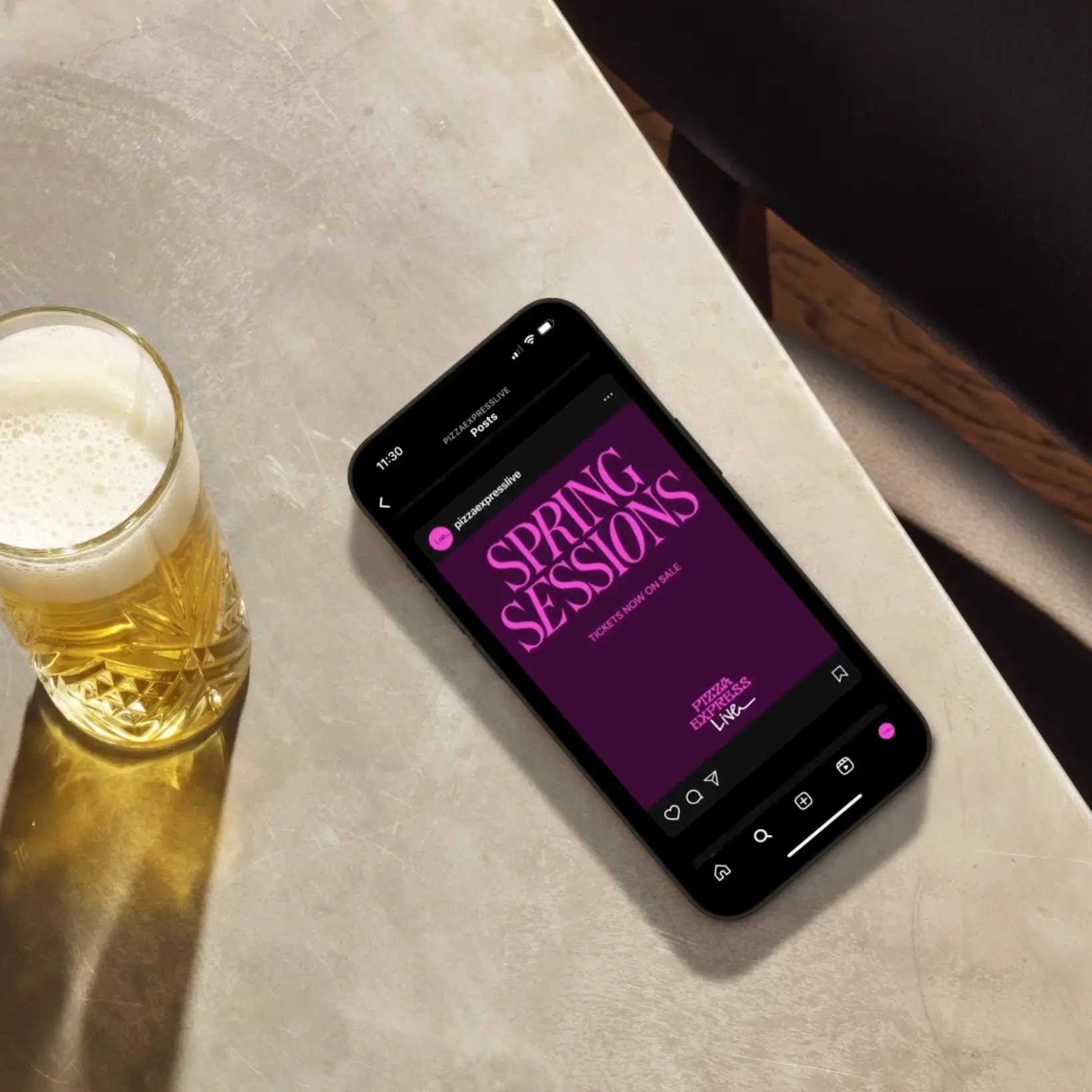 PizzaExpress Live campaign viewed on a phone