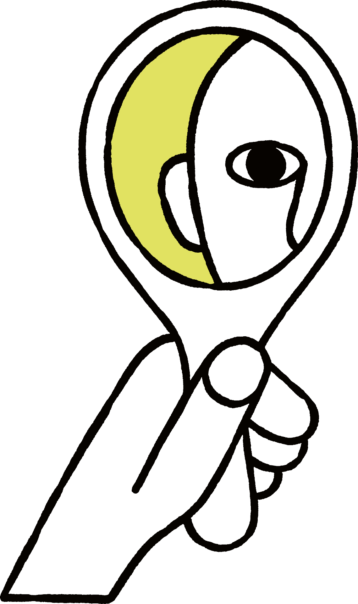 A bold yellow crescent form against a black field — illustration by Lennard Kok